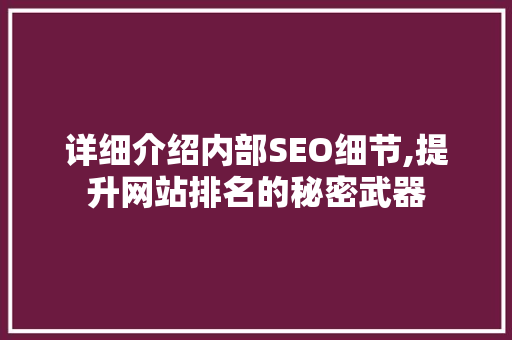详细介绍内部SEO细节,提升网站排名的秘密武器