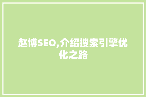 赵博SEO,介绍搜索引擎优化之路
