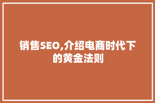 销售SEO,介绍电商时代下的黄金法则