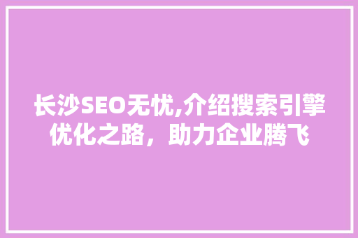 长沙SEO无忧,介绍搜索引擎优化之路，助力企业腾飞
