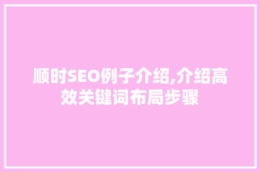 顺时SEO例子介绍,介绍高效关键词布局步骤