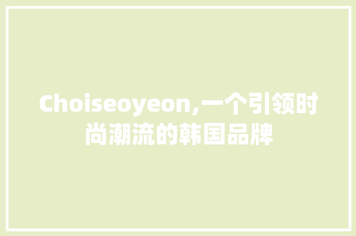 Choiseoyeon,一个引领时尚潮流的韩国品牌