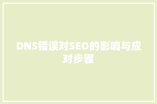DNS错误对SEO的影响与应对步骤