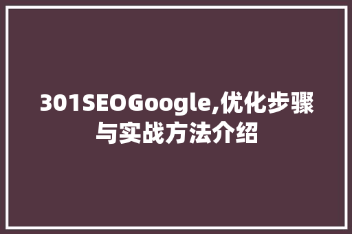 301SEOGoogle,优化步骤与实战方法介绍