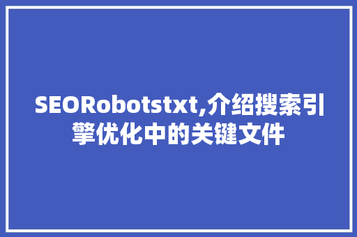 SEORobotstxt,介绍搜索引擎优化中的关键文件