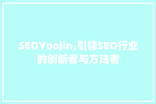SEOYoojin,引领SEO行业的创新者与方法者