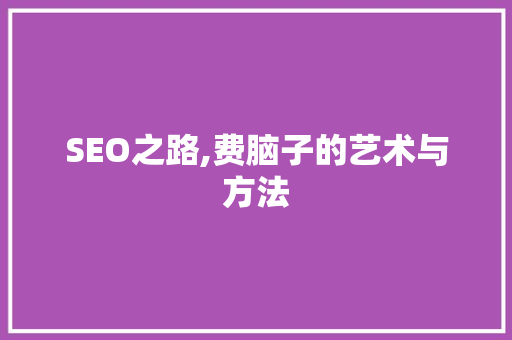 SEO之路,费脑子的艺术与方法