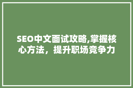 SEO中文面试攻略,掌握核心方法，提升职场竞争力