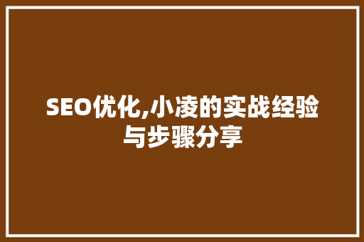 SEO优化,小凌的实战经验与步骤分享