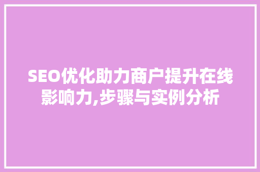 SEO优化助力商户提升在线影响力,步骤与实例分析