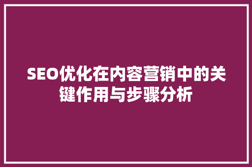 SEO优化在内容营销中的关键作用与步骤分析