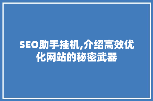 SEO助手挂机,介绍高效优化网站的秘密武器