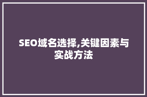 SEO域名选择,关键因素与实战方法