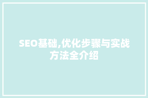 SEO基础,优化步骤与实战方法全介绍