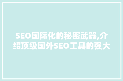 SEO国际化的秘密武器,介绍顶级国外SEO工具的强大功能与应用