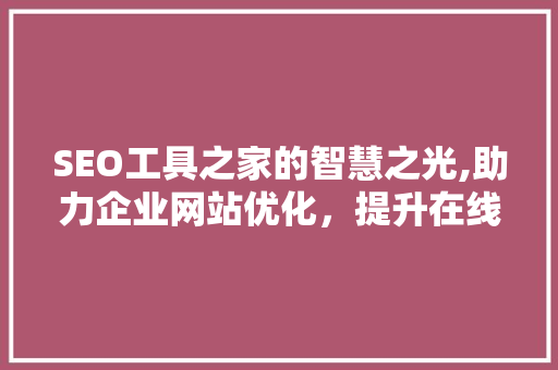 SEO工具之家的智慧之光,助力企业网站优化，提升在线竞争力