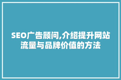 SEO广告顾问,介绍提升网站流量与品牌价值的方法