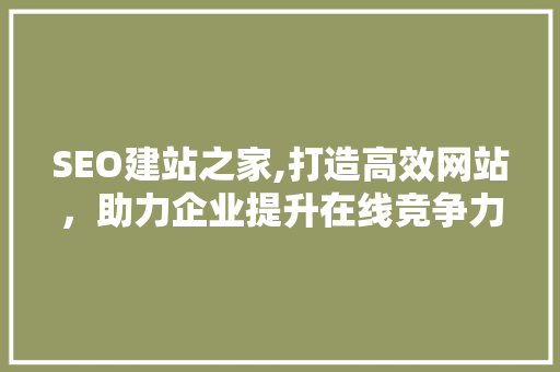 SEO建站之家,打造高效网站，助力企业提升在线竞争力