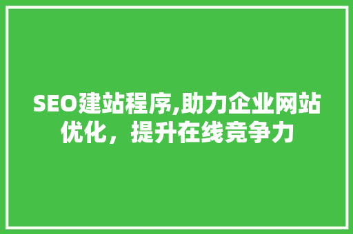SEO建站程序,助力企业网站优化，提升在线竞争力