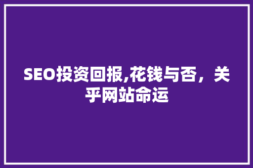 SEO投资回报,花钱与否，关乎网站命运