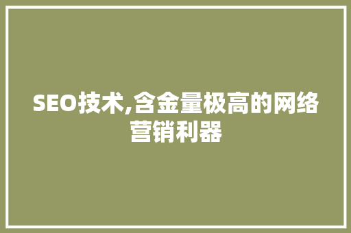 SEO技术,含金量极高的网络营销利器