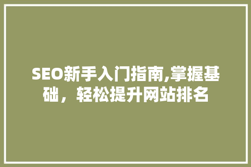 SEO新手入门指南,掌握基础，轻松提升网站排名