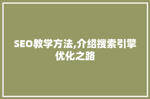SEO教学方法,介绍搜索引擎优化之路