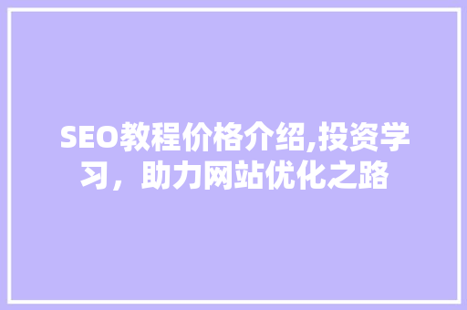 SEO教程价格介绍,投资学习，助力网站优化之路