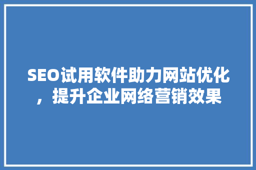 SEO试用软件助力网站优化，提升企业网络营销效果
