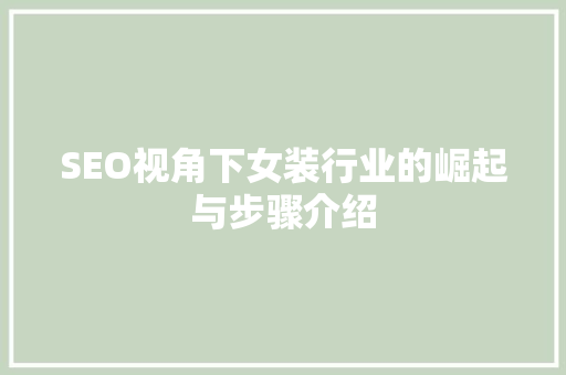 SEO视角下女装行业的崛起与步骤介绍