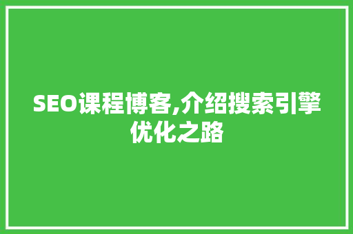 SEO课程博客,介绍搜索引擎优化之路