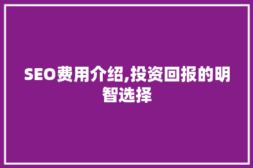 SEO费用介绍,投资回报的明智选择