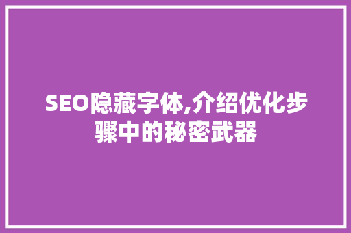 SEO隐藏字体,介绍优化步骤中的秘密武器