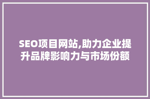 SEO项目网站,助力企业提升品牌影响力与市场份额