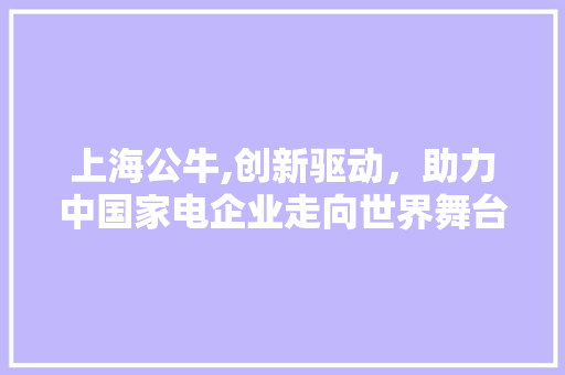 上海公牛,创新驱动，助力中国家电企业走向世界舞台