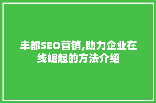 丰都SEO营销,助力企业在线崛起的方法介绍