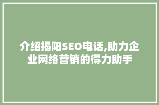 介绍揭阳SEO电话,助力企业网络营销的得力助手