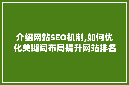 介绍网站SEO机制,如何优化关键词布局提升网站排名