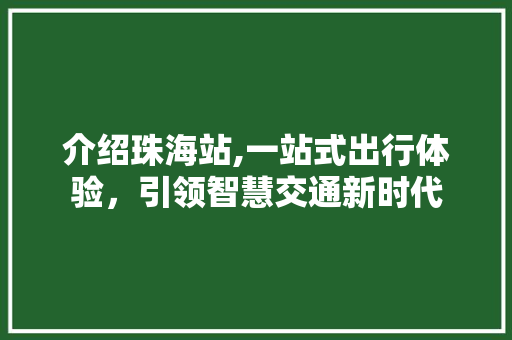 介绍珠海站,一站式出行体验，引领智慧交通新时代