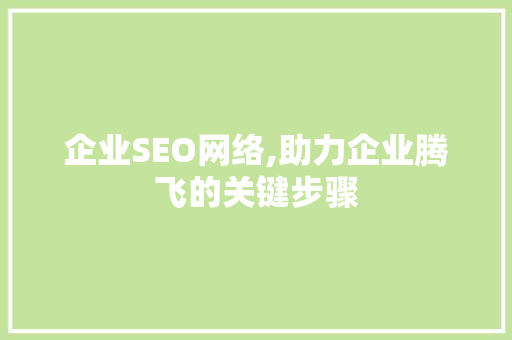 企业SEO网络,助力企业腾飞的关键步骤