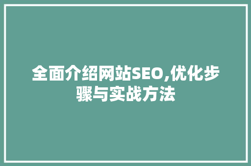 全面介绍网站SEO,优化步骤与实战方法