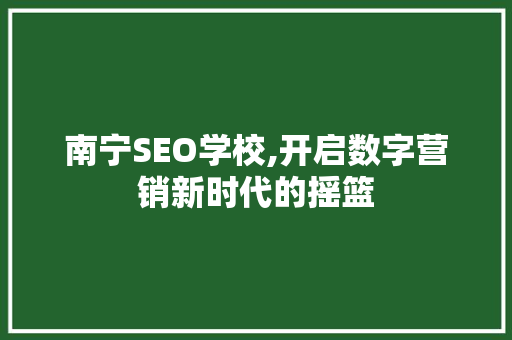 南宁SEO学校,开启数字营销新时代的摇篮
