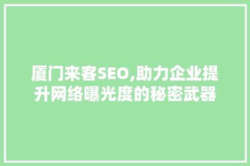 厦门来客SEO,助力企业提升网络曝光度的秘密武器
