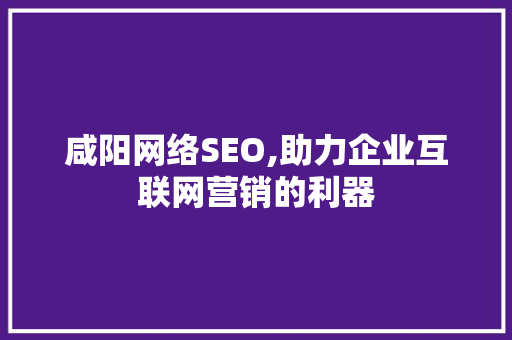 咸阳网络SEO,助力企业互联网营销的利器