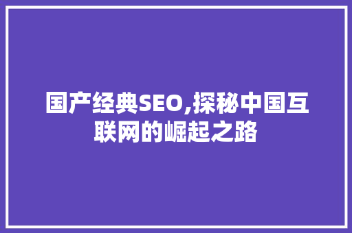 国产经典SEO,探秘中国互联网的崛起之路