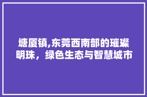 塘厦镇,东莞西南部的璀璨明珠，绿色生态与智慧城市的完美融合