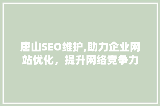 唐山SEO维护,助力企业网站优化，提升网络竞争力