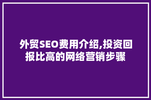 外贸SEO费用介绍,投资回报比高的网络营销步骤
