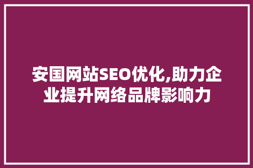 安国网站SEO优化,助力企业提升网络品牌影响力