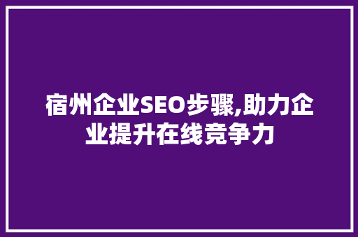 宿州企业SEO步骤,助力企业提升在线竞争力